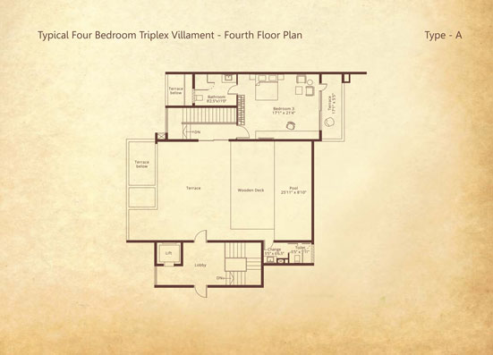 4-bedroom Triplex Fourth floor Type A floorplan