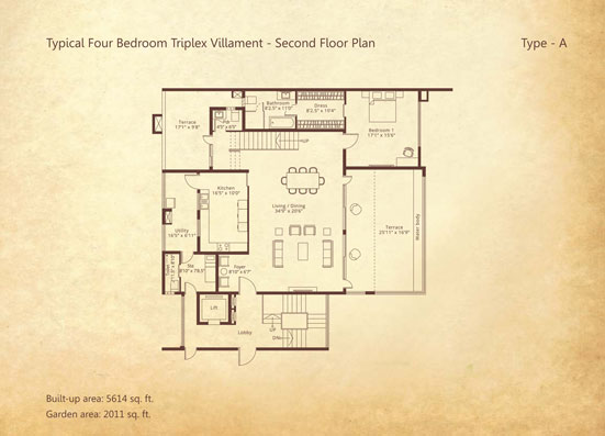 4-bedroom Triplex Second floor Type A floorplan