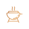 Barbecue grill icon indicating outdoor social dining area.