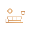 Indoor lounge icon showcasing casual indoor relaxation space.